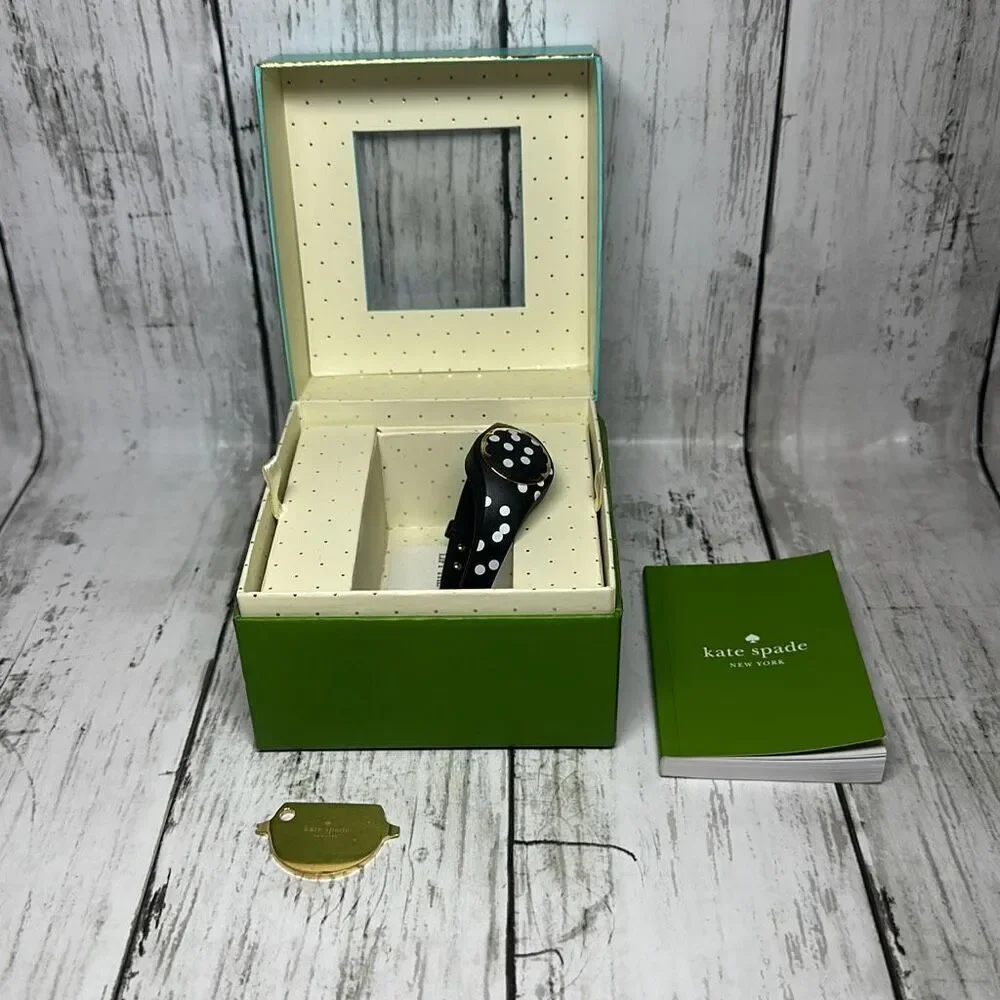 Kate Spade Women's Sport Scallop Activity Tracker Black White Polka Dot KSA31209